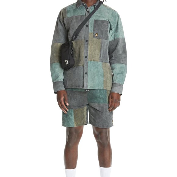 Teddy Fresh Pieced Together Patchwork Shorts w/ Built-In Belt size XS NWT NEW - Picture 8 of 11